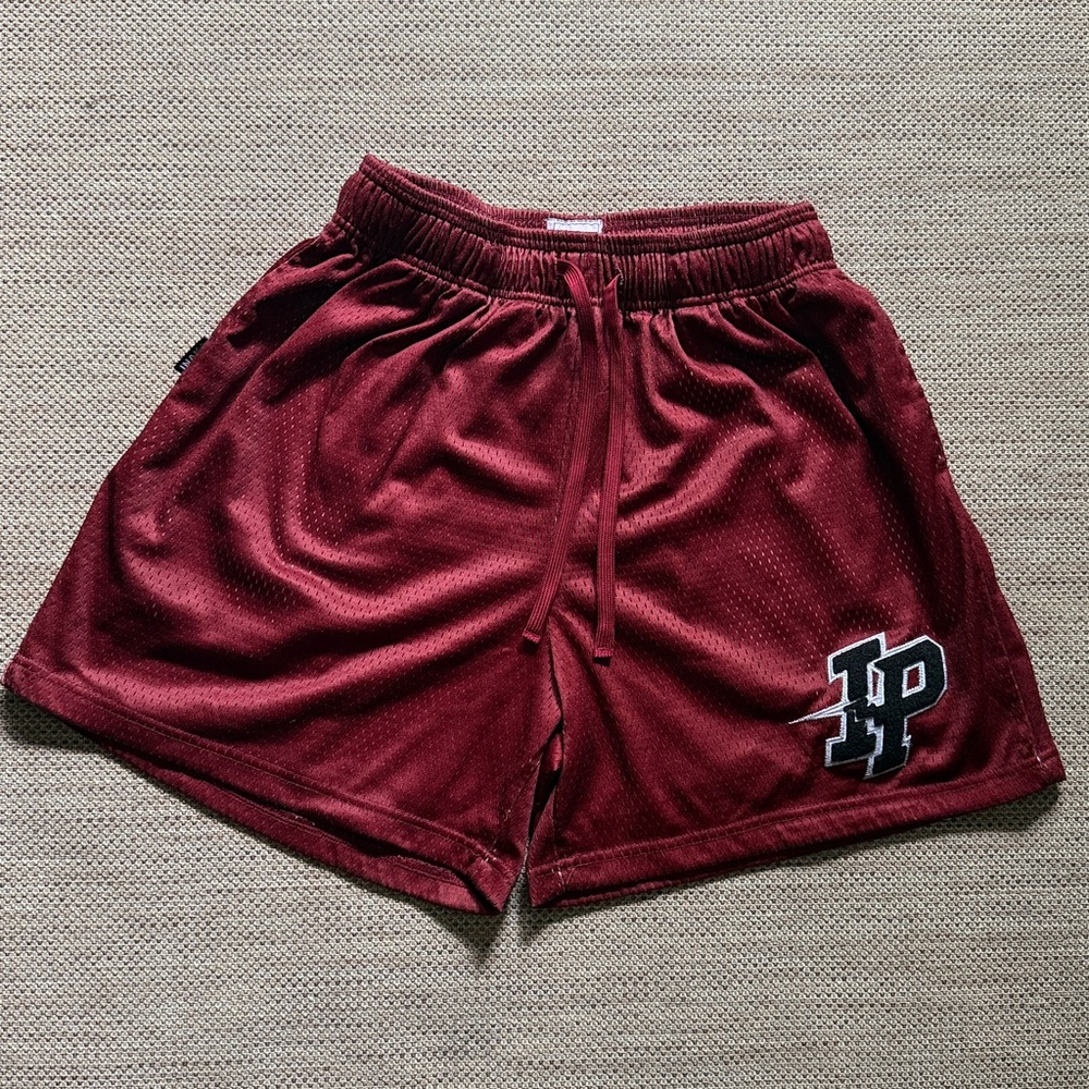 Inaka Power Red Patched Mesh Shorts
